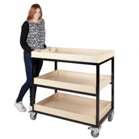 Vorbereitungswagen mit 3 Ablageböden, fahrbar B/H/T: 100x96x60 cm, mit Aufkantung-image