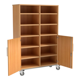 Schrank mit halben Türen unten und 12 Fächern B/H/T: 105x161x50 cm, fahrbar-image