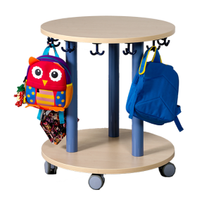 Taschenwagen rund aus feuerhemmendem Material - Dekor Buche, mit 12 Dreifachhaken, Ø 70 cm-image