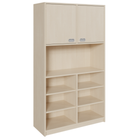 Korpus-Schrank mit 1 Doppeltür und unterem Regalteil B/H/T: 102x180x40 cm, oben 2 Türen mit Einlegeböden und Mittelwand, unten Regalfächer, Mitte mit großem offenem Fach-image