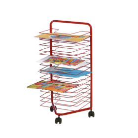 Trockenwagen fahrbar mit 17 Trockenrosten B/H/T: 40x85x30 cm in rot-image