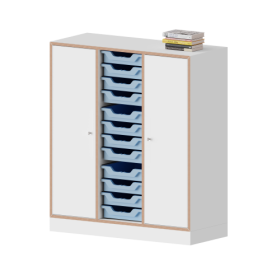 qickly® Schrank, 3 Ordnerhöhen, 2 Türen mit Schloss, 12 kleine Ergo Tray Boxen B/H/T: 104,2x110,5x42,6 cm-image