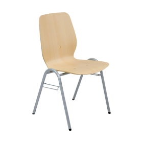 Vierbeinstuhl mit Sperrholz- Sitzschale B, Sitzhöhe DIN 6 - 46 cm Stapelbarer Vierbeinstuhl mit  Stahlrohrgestell und ergonomisch geformter Sperrholz- Sitzschale "B"-image
