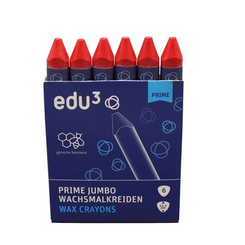 edu3 PRIME Jumbo Wachsmalkreide, 6 Stifte einer Farbe-image