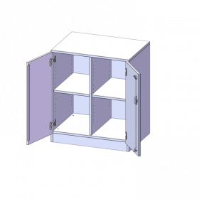 Schrank, zweireihig, 2 Ordnerhöhen - evo180 Serie B/H/T: 70,3x82x50 cm, zweitürig, mit Sockel (81 mm), ohne Boxen-image