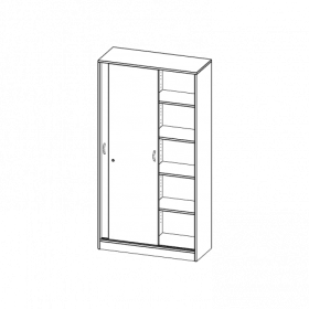 Schiebetürenschrank, 5 Ordnerhöhen - Serie evo180 B/H/T: 100x190x40 cm, 2 Schiebetüren, abschließbar, mit Mittelwand, mit Sockel (81 mm)-image