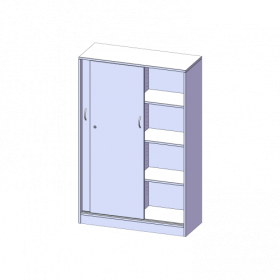 Schiebetürenschrank, 4 Ordnerhöhen - Serie evo180 B/H/T: 100x154x40 cm, abschließbar, mit Mittelwand, mit Sockel (81 mm)-image