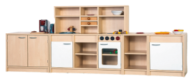 Spielküchenzeile komplett B/H/T: 107x96x36 cm, inkl. Spielherd, Spüle und Regalelemente-image
