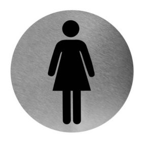 IMG70155010_5259 Piktogramm rund Frau Edelstahl, Ø 11,6 cm-image