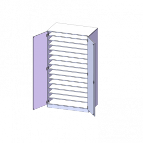 Bastelschrank, 5 Ordnerhöhen - Serie evo180 B/H/T: 104,5x190x60 cm, 2-türiger Schrank mit 15 Fächern, mit Sockel (81 mm)-image