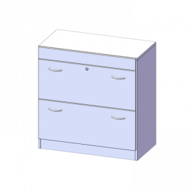 Hängeregisterschrank, 2 Ordnerhöhen - Serie evo180 B/H/T: 80x82x60 cm, 2 Auszüge, abschließbar, mit Sockel (81 mm)-image