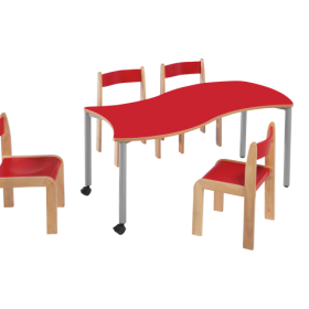 Rechtecktisch in Wellenform B/T: 120x60 cm, höhenverstellbar (52-66 cm), kombinierbar mit anderen Tischen der Serie Rechtecktisch in Wellenform B/T: 120x60 cm, höhenverstellbar (52-66 cm), kombinierbar mit anderen Tischen der Serie-image