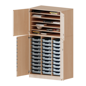 Bastelschrank, 5 Ordnerhöhen - Serie evo180 4-türiger Schrank mit 30 flachen ErgoTray Boxen, zweiteilig Bastelschrank, 5 Ordnerhöhen - Serie evo180 4-türiger Schrank mit 30 flachen ErgoTray Boxen, zweiteilig-image