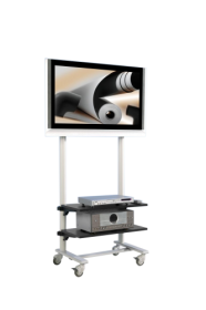 TV Wagen, TV Rack für Fernseher bis 50 Zoll mit 2 Ablagen ScreenCart Serie Design 70, feste Halterung-image