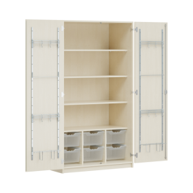 Zweitüriger Musikschrank MOFF 4B B/H/T: 104,5x190x60 cm, fahrbar und feststehend wählbar, 4 Einlegeböden, 6 Ergo Tray Boxen Zweitüriger Musikschrank MOFF 4B B/H/T: 104,5x190x60 cm, fahrbar und feststehend wählbar, 4 Einlegeböden, 6 Ergo Tray Boxen-image