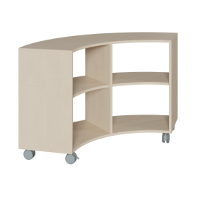 Korpus-Regal auf 1/4-Kreis-Grundriß, beidseitig offen Bogenregal auf 90° in 3 Höhen, mit Zwischenböden (ohne Rückwand)-image