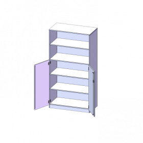 Schrank, 5 Ordnerhöhen, Türen unten (3 OH), oben 2 offene Fächer - Serie evo180 B/H/T: 100x190x60 cm, 2 Türen, abschließbar, mit Sockel (81 mm)-image