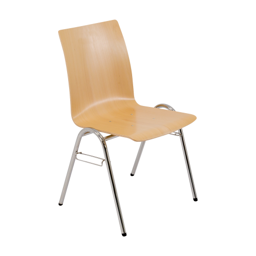 Vierbeinstuhl mit Sperrholz- Sitzschale U, Sitzhöhe DIN 6 - 46 cm Stapelbarer Vierbeinstuhl mit  Stahlrohrgestell und ergonomisch geformter Sperrholz- Sitzschale "U"-image