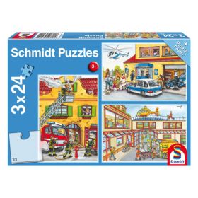 IMG72223868_14565 Kinderpuzzle Feuerwehr und Polizei, 3 x 24 Teile-image