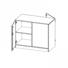 Raumteiler Schrank, 2 Ordnerhöhen - Serie evo180 B/H/T: 100x82x50 cm, 2 Türen, wechselseitig angeordnet, abschließbar, mit Sockel (81 mm)-image