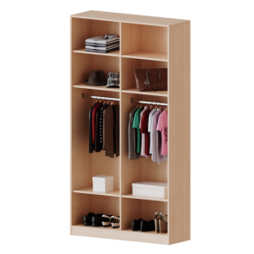 Garderobenregal,  6 Ordnerhöhen - Serie evo180 Breite 120 cm, Gesamthöhe 226 cm, mit Mittelwand, 2 Garderobenstangen, mit Sockel (81 mm) Garderobenregal,  6 Ordnerhöhen - Serie evo180 Breite 120 cm, Gesamthöhe 226 cm, mit Mittelwand, 2 Garderobenstangen, mit Sockel (81 mm)-image