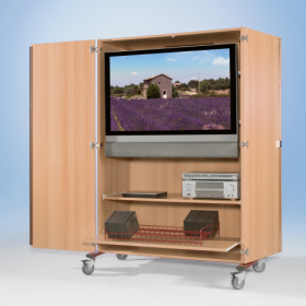 Zweitüriger TV-Wagen mit Rollauszug & Videoauszug B/H/T: 132x184x75 cm-image