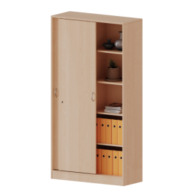 Schiebetürenschrank, 5 Ordnerhöhen - Serie evo180 B/H/T: 100x190x40 cm, 2 Schiebetüren, abschließbar, mit Mittelwand, mit Sockel (81 mm)-image