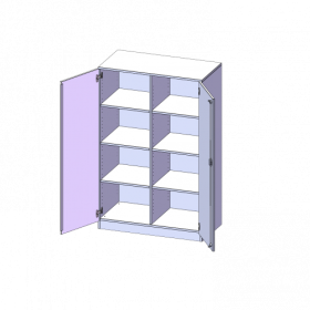 Schrank, 4 Ordnerhöhen - Serie evo180 B/H/T: 100x154x60 cm, 2 Türen, abschließbar, mit Mittelwand, mit Sockel (81 mm)-image