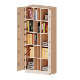 Schließfachschrank, 5 Ordnerhöhen - Serie evo180 Breite 80 cm, Gesamthöhe 190 cm, 10 Schließfächer, mit Postfach, mit Sockel (81 mm)-image