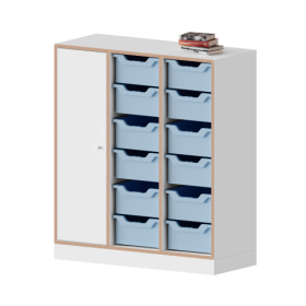 qickly® Schrank, 3 Ordnerhöhen, 1 Tür mit Schloss, 12 große Ergo Tray Boxen B/H/T: 104,2x110,5x42,6 cm-image