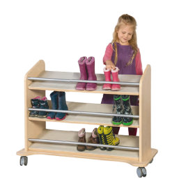 Stiefelwagen mit 3 Schrägablagen Ablagen mit Linoleumbeschichtung und Rohr-Stopp, H/T: 80x50 cm-image