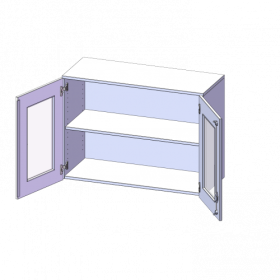 Aufsatzschrank, 2 Ordnerhöhen - Serie evo180 B/H/T: 100x72x40 cm, 2 Türen mit Glaseinsatz, abschließbar-image