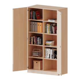 ErgoTray Schrank, zweireihig, 5 Ordnerhöhen - evo180 Serie B/H/T: 104,5x190x50 cm, zweitürig, mit Sockel (81 mm), mit Mittelwand, ohne Boxen-image