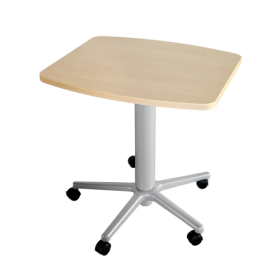 Beistelltisch mit Fußkreuz und Gasfeder, HV 72-110 cm Tischplatte in Tonnenform, L/B: 70x60 cm-image