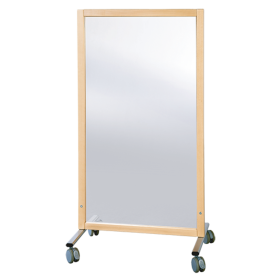 Trennwand fahrbar, mit Melamin-Fläche B/H/T: 74x137x50 cm, Stahlgestell mit RAL-Farbe 9006 (weißaluminium)-image