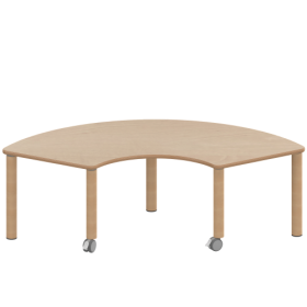 Tisch ZALOTTI mit Schichtstoff-Belag Drittelkreistische, Stellfläche B/T: 173x80 cm, Höhen 25…76 cm, Massivholzbeine Ø 60 mm, Fußvariante: fahrbar Tisch ZALOTTI mit Schichtstoff-Belag Drittelkreistische, Stellfläche B/T: 173x80 cm, Höhen 25…76 cm, Massivholzbeine Ø 60 mm, Fußvariante: fahrbar-image