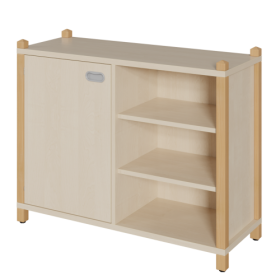 Stollen-Schrank mit einseitiger Tür und 3 offenen Fächern H/T: 80x40 cm, Tür und offene Fächer wahlweise links oder rechts, in 2 Schrankbreiten-image