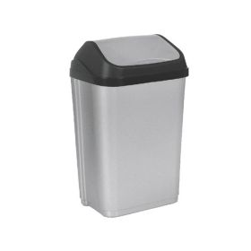 IMG101145_25654 Abfallbehälter Swantje mit Schwingdeckel, 25 l, silber/anthrazit-image