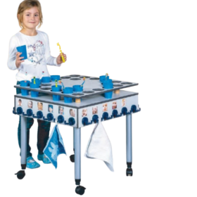 Zahnputzbecherwagen mit Doppelhaken, für 24 Kinder B/H/T: 60x60/75x60 cm, rundum wasserbeständig-image