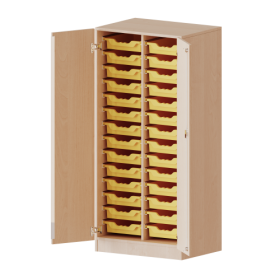 ErgoTray Schrank, zweireihig, 4 Ordnerhöhen - evo180 Serie B/H/T: 70,3x154x50 cm, zweitürig, mit Sockel (81 mm), mit 28 flachen ErgoTray Boxen ErgoTray Schrank, zweireihig, 4 Ordnerhöhen - evo180 Serie B/H/T: 70,3x154x50 cm, zweitürig, mit Sockel (81 mm), mit 28 flachen ErgoTray Boxen-image