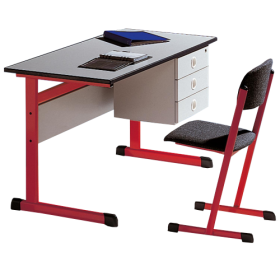 Lehrertisch Serie "TL" B/H/T: 130x76x65 cm, mit Schublade und Unterschrank, Melaminplatte mit ABS-Kante-image