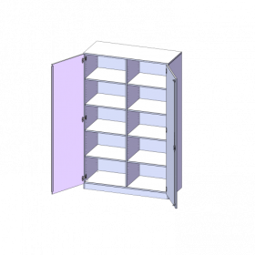 Schrank, 5 Ordnerhöhen - Serie evo180 B/H/T: 120x190x50 cm, 2 Türen, abschließbar, mit Mittelwand, mit Sockel (81 mm)-image