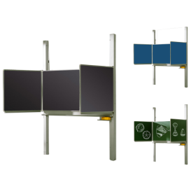 Schultafel Pylonentafel aus Premium Stahlemaille, Serie PYKL E Pylonenklappschiebetafel Schultafel Pylonentafel aus Premium Stahlemaille, Serie PYKL E Pylonenklappschiebetafel-image