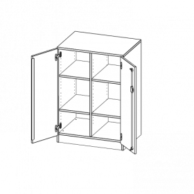 Schrank, zweireihig, 2 Ordnerhöhen - evo180 Serie B/H/T: 70,3x100x50 cm (2,5 Ordnerhöhen!), zweitürig, mit Sockel (81 mm), ohne Boxen-image