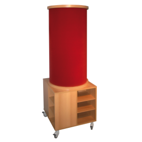 Stoff-Litfasssäule mit Unterschrank Buche B/H/T 70x185x70 cm, fahrbar-image