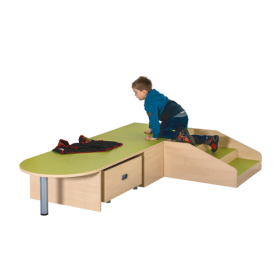 Podestanlage 12, 3teilig, mit Linoleum-Deckplatten B/H/T: 140x35x220 cm, als Laufsteg mit Halbrundansatz, 2 Rollkästen Podestanlage 12, 3teilig, mit Linoleum-Deckplatten B/H/T: 140x35x220 cm, als Laufsteg mit Halbrundansatz, 2 Rollkästen-image