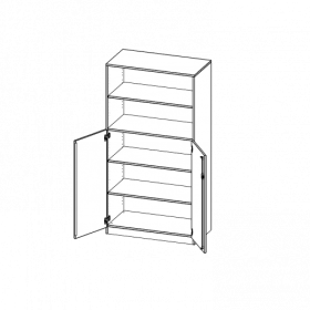 Schrank, 5 Ordnerhöhen, Türen unten (3 OH), oben 2 offene Fächer - Serie evo180 B/H/T: 100x190x60 cm, 2 Türen, abschließbar, mit Sockel (81 mm)-image