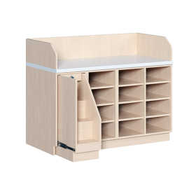 Wickelkommode, vierreihig B/H: 143x113 cm, Ausziehbarer Aufstieg, Regal-image
