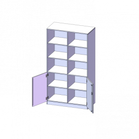 ErgoTray Kombi-Schrank, dreireihig, 5 Ordnerhöhen - evo180 Serie B/H/T: 104,5x190x50 cm, 2 OH unten mit Türen, oben 3 OH Regal, mit Sockel (81 mm), mit Mittelwand-image