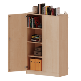 Raumteiler Schrank, 4 Ordnerhöhen - Serie evo180 B/H/T: 100x154x40 cm, 2 Türen, wechselseitig angeordnet, abschließbar, mit Sockel (81 mm)-image